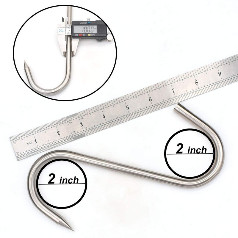 HONSHEN Meat Hook, 8Inch 10mm Heavy Duty S-Hooks Stainless Steel Meat Processing Butcher Hooks (10mm8inch) - Image 3
